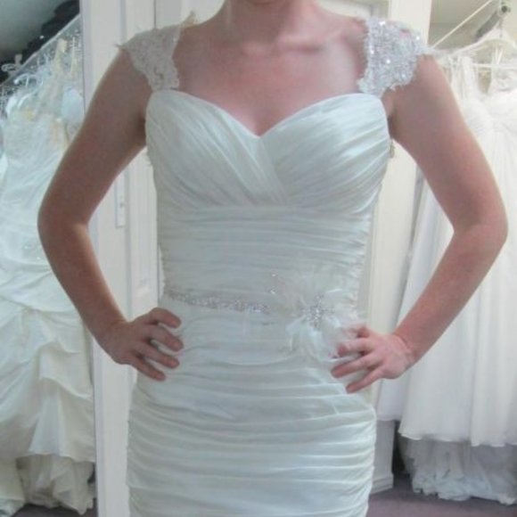 NEW MOONLIGHT GORGEOUS PENCIL IVORY WEDDING DRESS Bachelorette/Destination - Picture 7 of 7